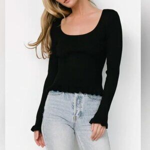 Baltic Born Tayla Knit Black Fitted Ribbed Long Sleeve NWT Size Large